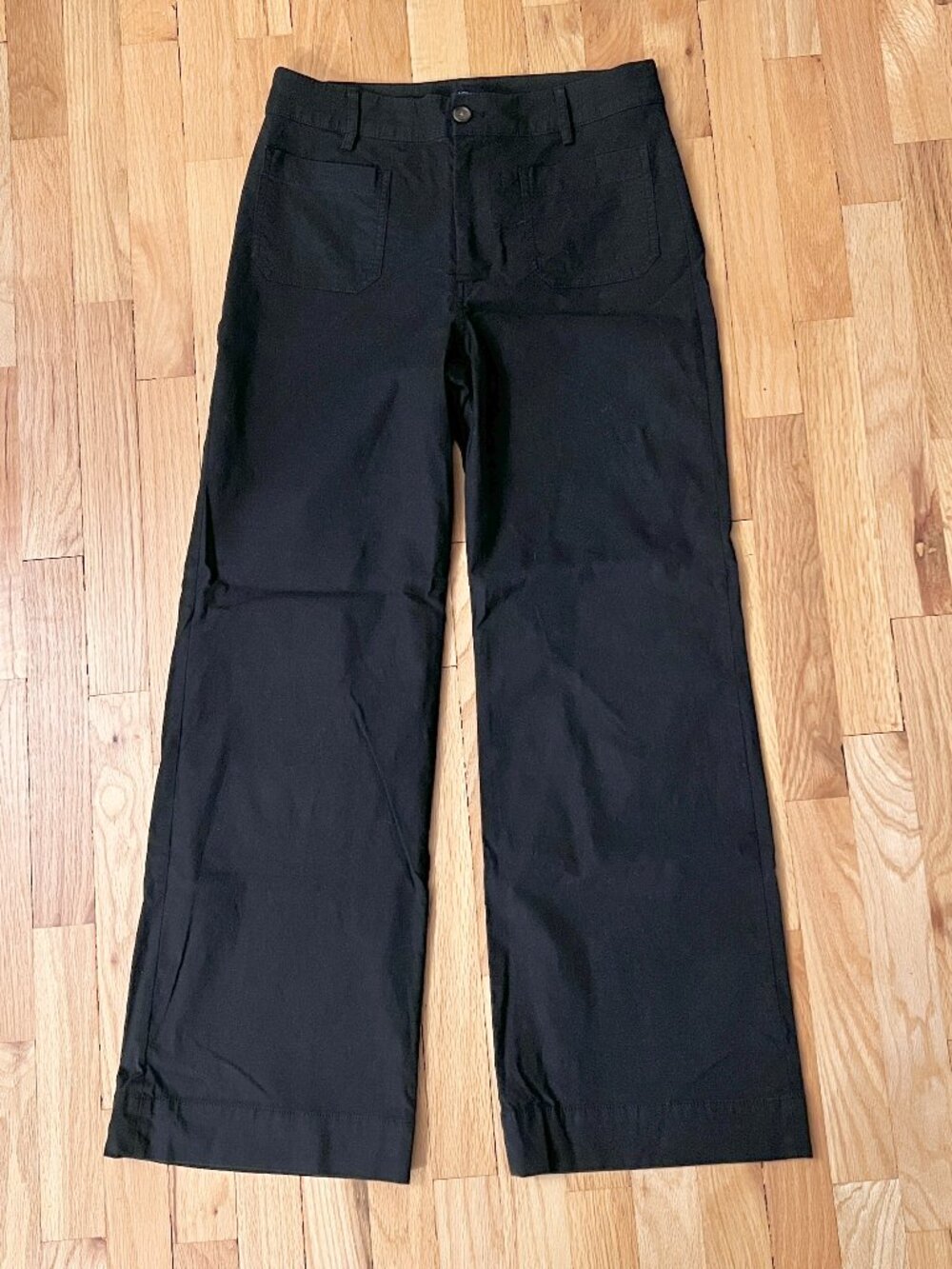 J.Crew Factory Women's Black Lizzie Wide Leg High Rise Patch Pocket Pants Sz 28